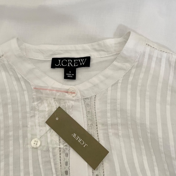 NWT!! J. CREW Pintuck Lace Trim Cotton Voile Solid White Top Blouse Preppy Small - Picture 13 of 16